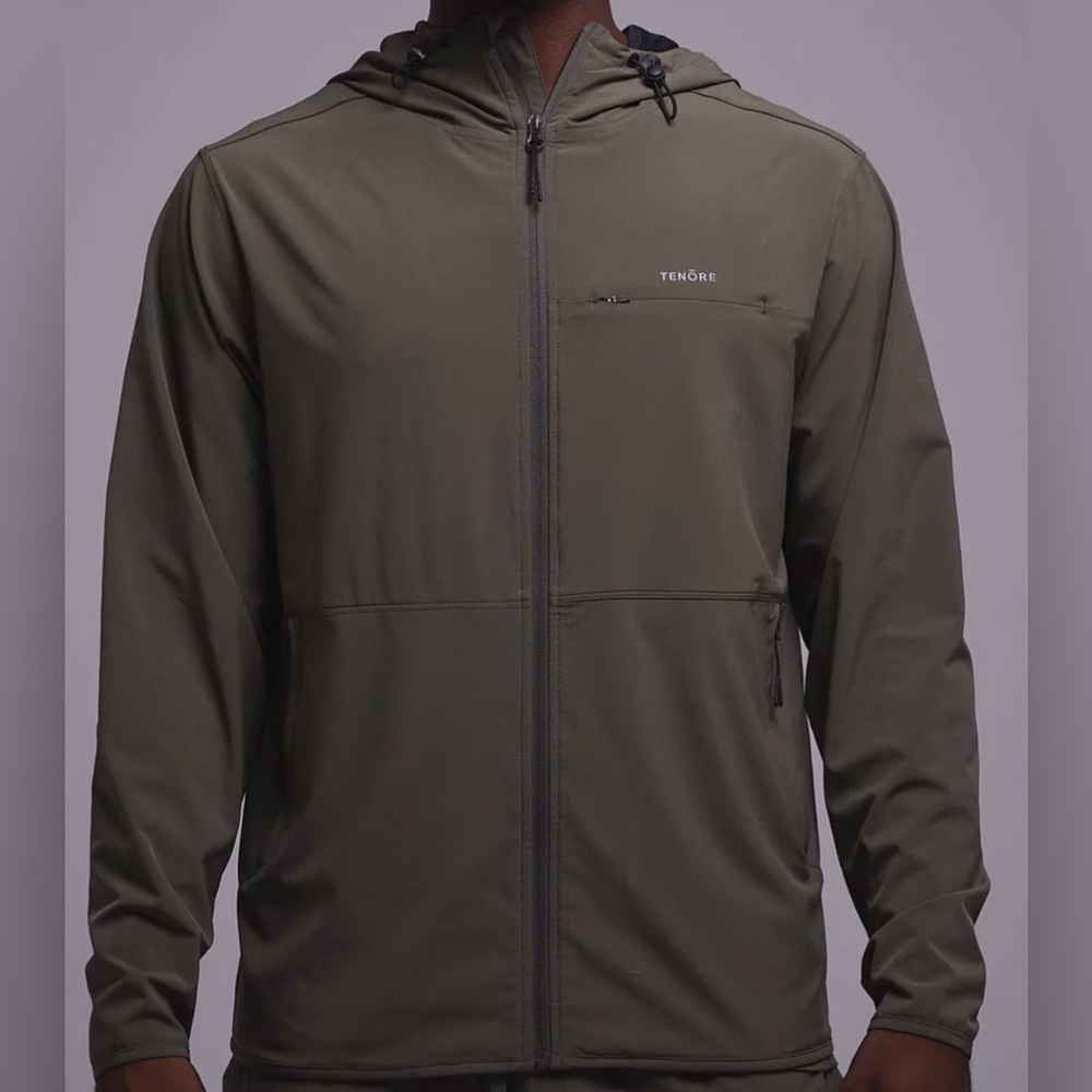 NWT TENORE FLOW JACKET Zip Up Hoodie Mens size M Olive  Reflective Pockets Surf